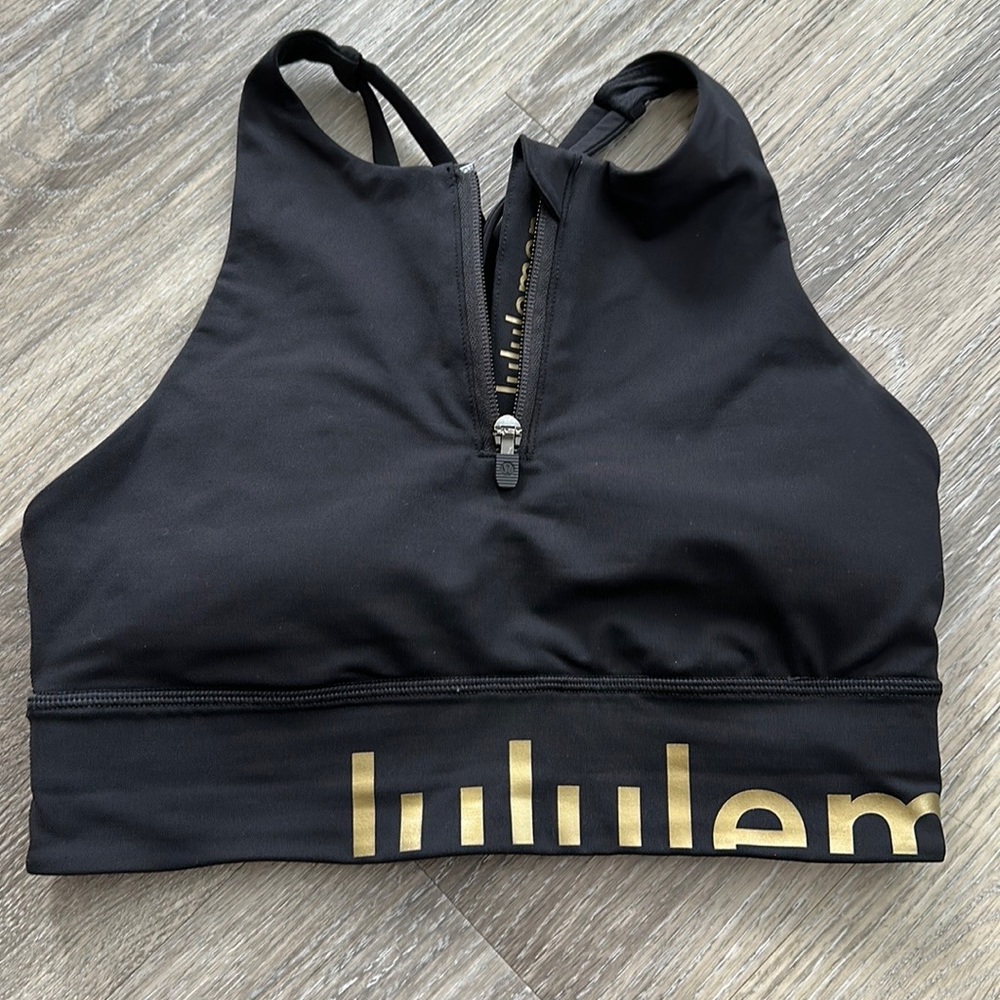 Lululemon Energy Bra High Neck Long Line Special Edition size 6 black